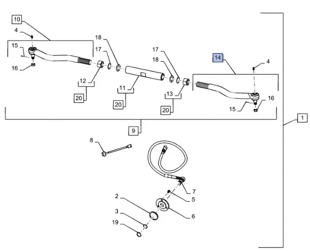 87674617 - Тяга рул. лев. моста пер. DS 5кл. T8T8./Mg.